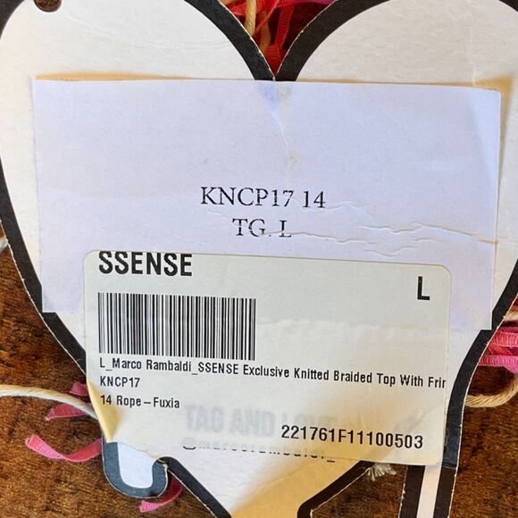 Marco Rambaldi Ssense Pink Crochet Halter Top Fringe Hem NEW NWT L Cotton Linen - Picture 9 of 9